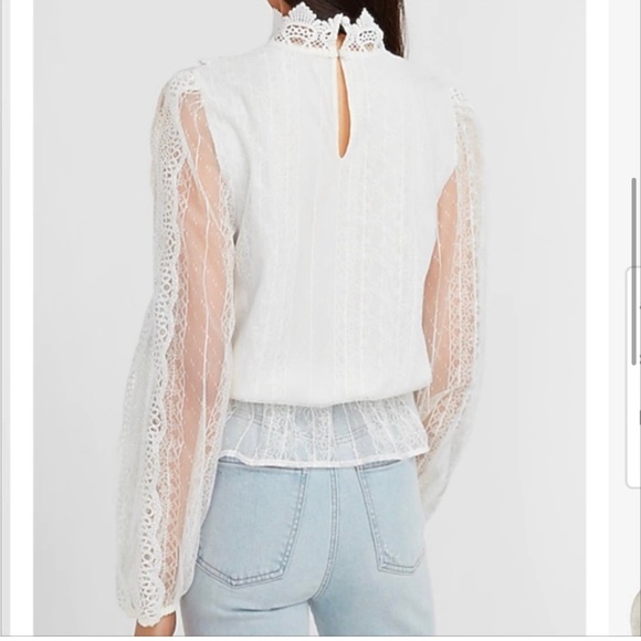 Express white lace scallop top, small - Picture 2 of 4